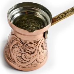 Μπρίκι καφενείου χάλκινο χειροποίητο Ν.5 σκαλιστό 310ml παραδοσιακού σχεδιασμού