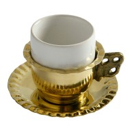 Φλυτζανάκι του ελληνικού καφέ πορσελάνινο No 1 σετ με ορειχάλκινη βάση-πιατάκι Φλυτζανάκι του ελληνικού καφέ πορσελάνινο No 1 σετ με ορειχάλκινη βάση-πιατάκι