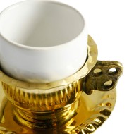 Φλυτζανάκι του ελληνικού καφέ πορσελάνινο No 1 σετ με ορειχάλκινη βάση-πιατάκι Φλυτζανάκι του ελληνικού καφέ πορσελάνινο No 1 σετ με ορειχάλκινη βάση-πιατάκι