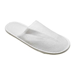 Παντόφλες πολυτελείας κλειστές μπουρνουζέ ξενοδοχειακού τύπου με πάχος σόλας 5mm σε λευκό χρώμα