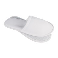 Παντόφλες πολυτελείας κλειστές πετσετέ με σόλα πάχους 5mm σε λευκό χρώμα