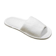 Παντόφλες πολυτελείας ανοιχτές μποροστά μπουρνουζέ με σόλα πάχους 5mm ξενοδοχειακού τύπου σε λευκό χρώμα