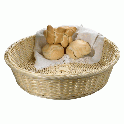 Στρόγγυλο καλάθι ψωμιού από εξαιρετικής ποιότητας rattan φυσικό χρώμα Φ40x8cm Ιταλικής κατασκευής Leone