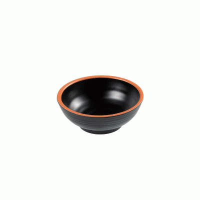 Ιδιαίτερης αισθητικής στρόγγυλο μαύρο μπωλ από μελαμίνη Φ14.7x5.5cm Σειρά Terracota Ιταλικής κατασκευής Leone