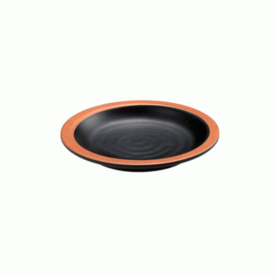 Ιδιαίτερης αισθητικής στρόγγυλο μαύρο πιάτο από μελαμίνη Φ16x2cm Σειρά Terracota Ιταλικής κατασκευής Leone