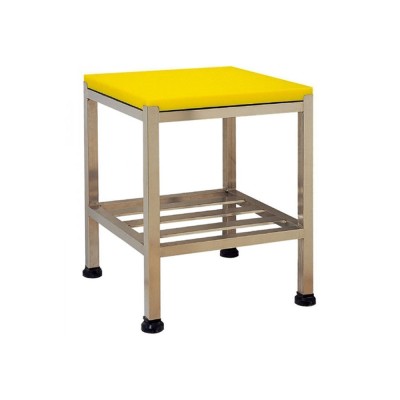 Πάγκος - τραπέζι από ανοξείδωτο υλικό διαστάσεων 50x50x90cm με κίτρινη πλάκα κοπής πολυαιθυλενίου πάχους 10cm