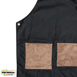 Ποδιά barista χειροποίητη ολόσωμη από κερόπανο και καστόρ υφές 77x60 Ελληνικής κατασκευής