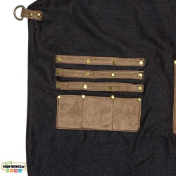 Ποδιά barista χειροποίητη ολόσωμη από κερόπανο και καστόρ υφές 76x62 Ελληνικής κατασκευής