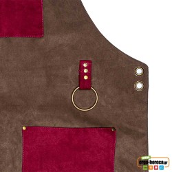 Ποδιά barista χειροποίητη ολόσωμη εξολοκλήρου από ύφασμα καστόρ και εσωτερική επένδυση 85x62 Ελληνικής κατασκευής