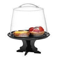 Μοντέρνο Cake Stand Plexiglass διαστάσεων Φ25x10εκ. σε απόχρωση High Gloss μαύρο GARIBALDI