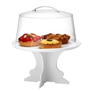 Μοντέρνο Plexiglass Cake Stand διαστάσεων Φ30x16cm σε High Gloss λευκή απόχρωση GARIBALDI