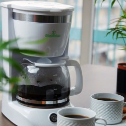 Καφετιέρα με τεχνολογία anti-drip χωρητικότητας 12 φλυτζανιών 800W λευκή με αυτόματη διακοπή