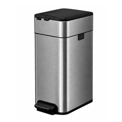 Kαδος inox slim line 9lt με πεντάλ & καπάκι πεταλούδα διαστάσεων 32.9x21.3x45.1 cm