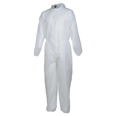 Ολόσωμη προστατευτική φόρμα με κουκούλα σε λευκό χρώμα μη αποστειρωμένη τύπου S αδιάβροχη σε Large