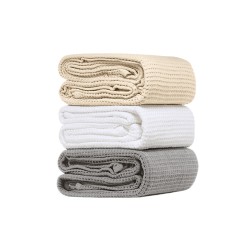 Πικέ κουβέρτα διπλή 240x260cm 320gsm σε μπέζ χρώμα με σχέδιο βάφλας Ελληνικής ραφής