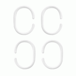Κρίκοι κουρτίνας μπάνιου πλαστικοί σε λευκό χρώμα πακέτο 12 τεμαχίων