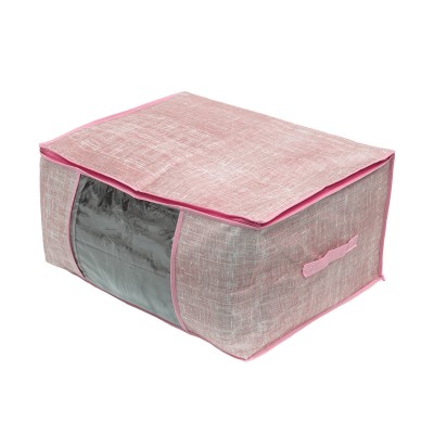 Θήκη αποθήκευσης Ciel non woven υφασμάτινη με διπλό φερμουάρ διαστάσεων 60x45x30cm σε ροζ χρώμα