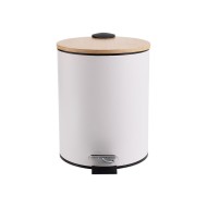 Χαρτοδοχείο μπάνιου με κλείσιμο Soft close χωρητικότητας 5lt σε λευκό χρώμα της σειράς BAMBOO ESSENTIALS Estia Χαρτοδοχείο μπάνιου με κλείσιμο Soft close χωρητικότητας 5lt σε λευκό χρώμα της σειράς BAMBOO ESSENTIALS Estia