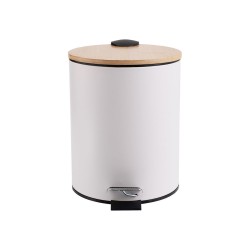 Χαρτοδοχείο μπάνιου με κλείσιμο Soft close χωρητικότητας 5lt σε λευκό χρώμα της σειράς BAMBOO ESSENTIALS Estia Χαρτοδοχείο μπάνιου με κλείσιμο Soft close χωρητικότητας 5lt σε λευκό χρώμα της σειράς BAMBOO ESSENTIALS Estia