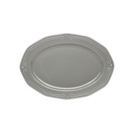 Πιατέλα οβάλ Athénée πορσελάνινη ανάγλυφη 25cm σε γκρι χρώμα