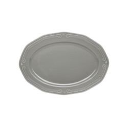 Πιατέλα οβάλ Athénée πορσελάνινη ανάγλυφη 25cm σε γκρι χρώμα
