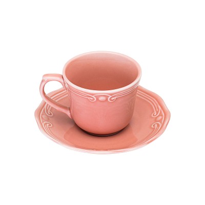 Φλιτζάνι του καφέ Athénée πορσελάνινο ανάγλυφο 100ml σε ροζ χρώμα
