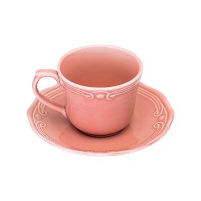 Κούπα για τσάι Athénée πορσελάνινη ανάγλυφη 200ml σε ροζ χρώμα
