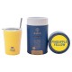 Θερμός Coffee Mug Save The Aegean χωρητικότητας 350ml σε χρώμα Pineapple Yellow με ανοξείδωτο καλαμάκι 