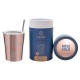 Θερμός Coffee Mug Save The Aegean χωρητικότητας 350ml σε χρώμα Rose Gold με ανοξείδωτο καλαμάκι