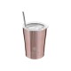 Θερμός Coffee Mug Save The Aegean χωρητικότητας 350ml σε χρώμα Rose Gold με ανοξείδωτο καλαμάκι