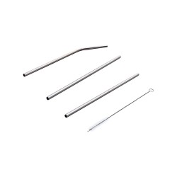 Καλαμάκια ανοξείδωτα με βουρτσάκι καθαρισμού σετ 4 τεμαχίων 