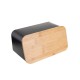 Ψωμιέρα Bamboo Essentials μεταλλική με καπάκι διαστάσεων 34.5x19x17cm σε μαύρο χρώμα