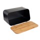 Ψωμιέρα Bamboo Essentials μεταλλική με καπάκι διαστάσεων 34.5x19x17cm σε μαύρο χρώμα