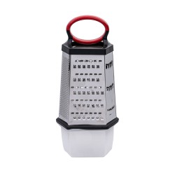 Τρίφτης 6 πλευρών ανοξείδωτος 25cm με πλαστικό δοχείο