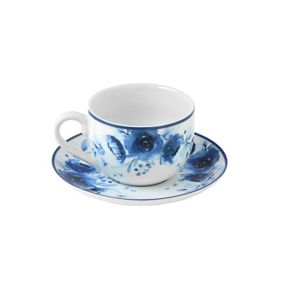 Κούπα τσάι Blue rose πορσελα΄νινη χωρητικότητας 220ml και πατάκι