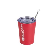 Θερμός Coffee Mug Save The Aegean 350ml σε χρώμα κόκκινο με ανοξείδωτο καλαμάκι Estia Olympiacos BC
