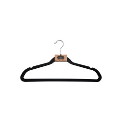 Κρεμάστρα ρούχων πλαστική σε μαύρο χρώμα βελουτέ αντιολισθητική με εγκοπές 3 τεμάχια