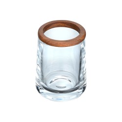 Ποτήρι μπάνιου Acacia γυάλινο με ξύλινο στόμιο