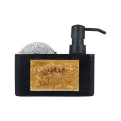 Δοχείο υγρού πιάτων χωρητικότητας 120ml με θήκη για σφουγγάρι σε χρώμα μαύρο