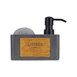 Δοχείο υγρού πιάτων χωρητικότητας 120ml με θήκη για σφουγγάρι σε χρώμα γκρι