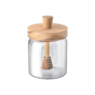 Δοχείο αποθήκευσης Acacia γυάλινο χωρητικότητας 450ml διαστάσεων 9x9x13.5cm με κουτάλι μελιού