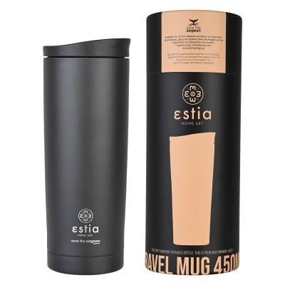 Θερμός Travel Mugs Save the Aegean χωρητικότητας 450ml Midnight Black