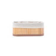 Καλάθι οργάνωσης Bamboo Essentials διαστάσεων 19.5x10cm με επένδυση σε μπεζ χρώμα Καλάθι οργάνωσης Bamboo Essentials διαστάσεων 19.5x10cm με επένδυση σε μπεζ χρώμα