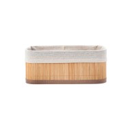Καλάθι οργάνωσης Bamboo Essentials διαστάσεων 24.5x10cm με επένδυση σε μπεζ χρώμα Καλάθι οργάνωσης Bamboo Essentials διαστάσεων 24.5x10cm με επένδυση σε μπεζ χρώμα