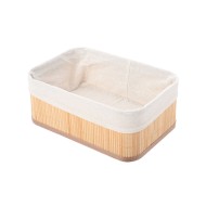 Καλάθι οργάνωσης Bamboo Essentials διαστάσεων 30x20cm με επένδυση σε μπεζ χρώμα Καλάθι οργάνωσης Bamboo Essentials διαστάσεων 30x20cm με επένδυση σε μπεζ χρώμα