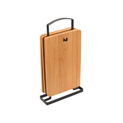 Σετ επιφάνειες κοπής Bamboo Essentials 4 τμχ με βάση μεταλλική