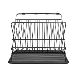 Πιατοθήκη αναδιπλούμενη μεταλλική σε μαύρο χρώμα με 2 επίπεδα