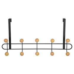 Κρεμάστρα πόρτας μεταλλική διαστάσεων 52x7.5x23cm 10 θέσεων σε μαύρο χρώμα 