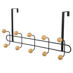 Κρεμάστρα πόρτας μεταλλική διαστάσεων 52x7.5x23cm 10 θέσεων σε μαύρο χρώμα 