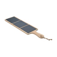 Πλατώ σερβιρίσματος σχιστόλιθου 3 θέσεων με ξύλινη βάση διαστάσεων 44x12cm Πλατώ σερβιρίσματος σχιστόλιθου 3 θέσεων με ξύλινη βάση διαστάσεων 44x12cm